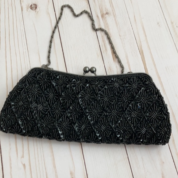 Black Sequin and Bead Evening Clutch/Bag - Picture 5 of 9